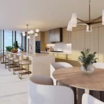 Modern kitchen with ocean view