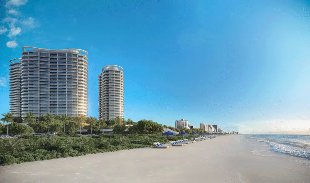 St. Regis Bahia Mar residential towers viewed from Fort Lauderdale beach