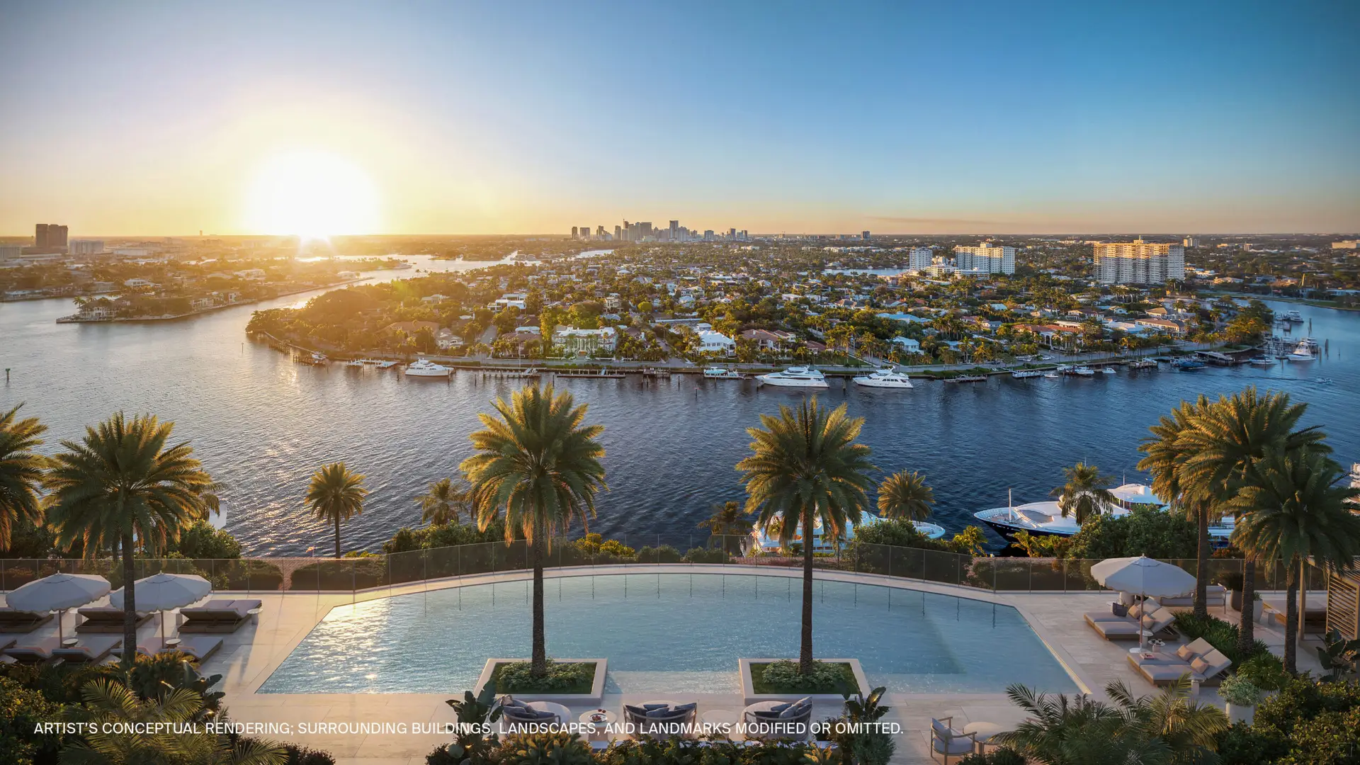 Buy a preconstruction condo in Fort Lauderdale – St Regis Bahia Mar resort pool on the Intracoastal