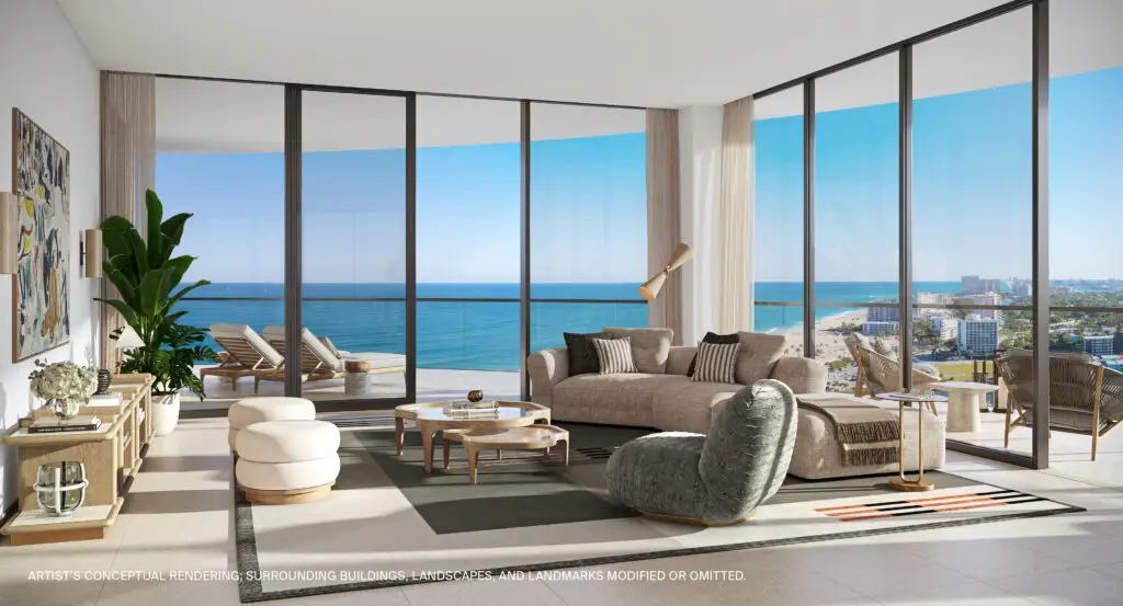 St Regis Bahia Mar Site Map - residence living room rendering