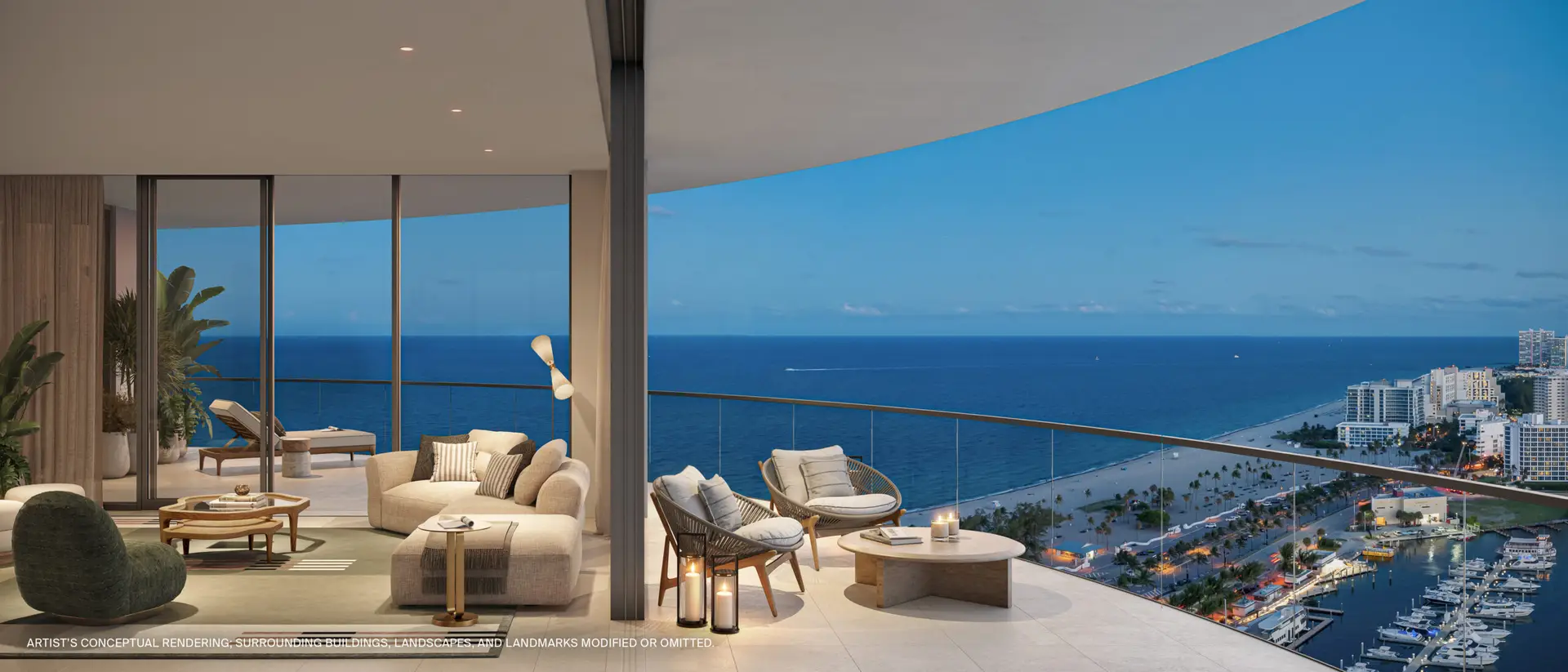 Buy a condo in Fort Lauderdale from abroad – St Regis Bahia Mar balcony overlooking the Atlantic