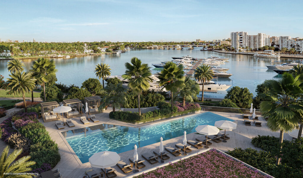 St Regis Bahia Mar Fort Lauderdale resort pool deck overlooking the Intracoastal and marina